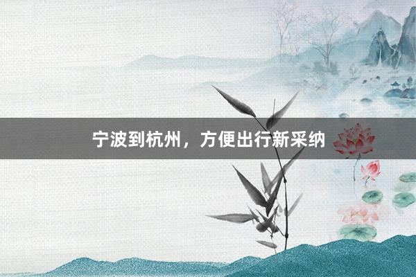 宁波到杭州，方便出行新采纳